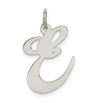 Load image into Gallery viewer, Sterling Silver Rhodium-plated Fancy Script Letter E Initial Letter Charm