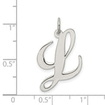 Load image into Gallery viewer, Sterling Silver Rhodium-plated Fancy Script Letter L Initial Letter Charm