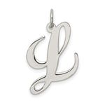 Load image into Gallery viewer, Sterling Silver Rhodium-plated Fancy Script Letter L Initial Letter Charm