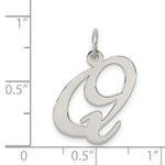 Load image into Gallery viewer, Sterling Silver Rhodium-plated Fancy Script Letter Q Initial Letter Charm