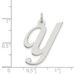 Load image into Gallery viewer, Sterling Silver Rhodium-plated Fancy Script Letter Y Initial Letter Charm