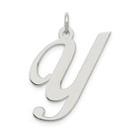 Load image into Gallery viewer, Sterling Silver Rhodium-plated Fancy Script Letter Y Initial Letter Charm