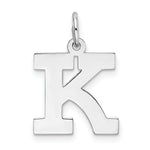 Load image into Gallery viewer, Sterling Silver Rhodium-plated Block Letter K Initial Letter Charm