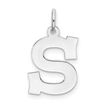 Load image into Gallery viewer, Sterling Silver Rhodium-plated Block Letter S Initial Letter Charm