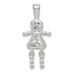 Load image into Gallery viewer, Sterling Silver CZ and April Synthetic Birthstone Girl Pendant