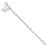 Load image into Gallery viewer, Sterling Silver Solid Polished Cross on Fancy Link Anklet 10'' length