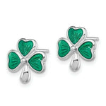 Load image into Gallery viewer, Sterling Silver Madi K Green Enameled Shammrock Post Earrings