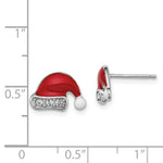 Load image into Gallery viewer, Sterling Silver Madi K Enameled Swarovski Elements Santa Hat Earrings
