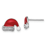 Load image into Gallery viewer, Sterling Silver Madi K Enameled Swarovski Elements Santa Hat Earrings