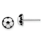 Load image into Gallery viewer, Sterling Silver Madi K Enameled Soccerball Post Earrings