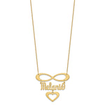 Load image into Gallery viewer, Roy Rose Jewelry Custom Made Infinity Necklace Personalized with Name, 42mm Size Pendant (1.65" inches) with Dangle Heart, in 10K Yellow Gold and Optional 16", 18", or 20" Chain Necklace