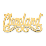 Load image into Gallery viewer, Roy Rose Jewelry Custom Made Personalized Name Necklace Pendant Cursive Bottom Flourish, size 1.9" inches, in 10K Yellow Gold in Length Choice of 16", 18", or 20"