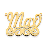 Load image into Gallery viewer, Roy Rose Jewelry Custom Made Personalized Name Necklace Pendant Cursive Bottom Flourish, size 1.4" inches, in 10K Yellow Gold in Length Choice of 16", 18", or 20"