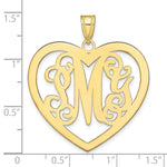 Load image into Gallery viewer, Roy Rose Jewelry 10K Yellow Gold Custom Personalized Script Letters Open Heart Shape Monogram 1 1/4" Size Pendant