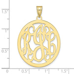 Load image into Gallery viewer, Roy Rose Jewelry 10K Yellow Gold Custom Personalized Script Letters Oval Monogram 1 1/4" Size Pendant