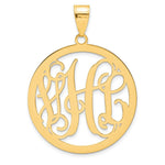Load image into Gallery viewer, Roy Rose Jewelry 10K Yellow Gold Custom Personalized Script Letters Round Monogram 1 1/4" Size Pendant