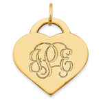 Load image into Gallery viewer, Roy Rose Jewelry 10K Yellow Gold Custom Personalized Script Letters on Solid Heart Shape Monogram 5/8" Size Pendant