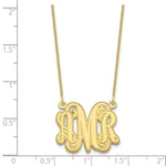 Load image into Gallery viewer, Roy Rose Jewelry 10K Yellow Gold Custom Personalized Outlined Monogram Necklace with 3/4" inch Wide Pendant 18" Chain from