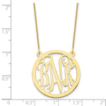 Load image into Gallery viewer, 10K Yellow Gold Custom Personalized Script Monogram in Round Circle Necklace 1" inch Size Pendant 18" Chain