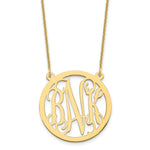 Load image into Gallery viewer, 10K Yellow Gold Custom Personalized Script Monogram in Round Circle Necklace 1" inch Size Pendant 18" Chain