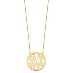 Load image into Gallery viewer, 10K Yellow Gold Custom Personalized Script Monogram in Round Circle Necklace 1 1/4" inch Size Pendant 18" Chain
