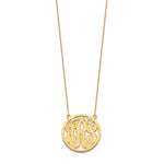 Load image into Gallery viewer, 10K Yellow Gold Custom Personalized Script Monogram in Round Circle Necklace 1" inch Size Pendant 18" Chain