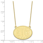 Load image into Gallery viewer, Roy Rose Jewelry 10K Yellow Gold Custom Personalized Script on Solid Oval Monogram Necklace 1" inch Length Size Pendant 18" Chain