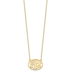 Load image into Gallery viewer, Roy Rose Jewelry 10K Yellow Gold Custom Personalized Script Monogram in Oval Border Necklace 7/8" inch Size Pendant 18" Chain