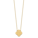 Load image into Gallery viewer, Roy Rose Jewelry 10K Yellow Gold Custom Personalized Script Monogram on Clover Shape Necklace 3/4" inch Size Pendant 18" Chain