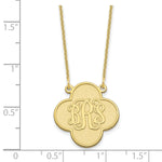 Load image into Gallery viewer, Roy Rose Jewelry 10K Yellow Gold Custom Personalized Script Monogram on Clover Shape Necklace 3/4" inch Size Pendant 18" Chain