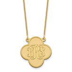 Load image into Gallery viewer, Roy Rose Jewelry 10K Yellow Gold Custom Personalized Script Monogram on Clover Shape Necklace 3/4" inch Size Pendant 18" Chain