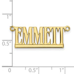 Load image into Gallery viewer, Roy Rose Jewelry Custom Made Personalized Name All Caps Uppercase Necklace Pendant, size 1.10" inches, in 10K Yellow Gold in Length Choice of 16", 18", or 20"