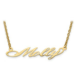 Load image into Gallery viewer, Roy Rose Jewelry Custom Made Personalized Fancy Script Name Necklace Pendant, size 1.75" inches, in 10K Yellow Gold in Length Choice of 16", 18", or 20"
