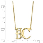 Load image into Gallery viewer, Roy Rose Jewelry 10K Yellow Gold Custom Personalized Semi-Stacked Block Letters Monogram Necklace 5/8" inch Length Size Pendant 18" Chain