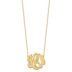 Load image into Gallery viewer, 10K Yellow Gold Custom Personalized Etched Script Style Monogram Necklace 1" inch Wide Pendant 18" Chain