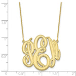 Load image into Gallery viewer, 10K Yellow Gold Custom Personalized Etched Script Style Monogram Necklace 1" inch Wide Pendant 18" Chain