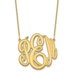Load image into Gallery viewer, 10K Yellow Gold Custom Personalized Etched Script Style Monogram Necklace 1" inch Wide Pendant 18" Chain