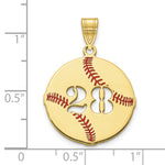 Load image into Gallery viewer, Personalized Custom Sport Player Number on Baseball Pendant Solid 10K Yellow Gold
