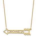 Load image into Gallery viewer, Roy Rose Jewelry Custom Made Personalized Name Necklace Pendant Arrow Design, size 1.6" inches, in 10K Yellow Gold in Length Choice of 16", 18", or 20"
