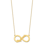 Load image into Gallery viewer, Roy Rose Jewelry Custom Made Infinity Necklace Personalized with 1 Name, 40mm Size Pendant, in 10K Yellow Gold and Optional 16", 18", or 20" Chain Necklace