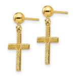 Load image into Gallery viewer, 14K Yellow Gold Polished & Satin Cross Dangle Earrings