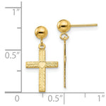 Load image into Gallery viewer, 14K Yellow Gold Polished & Satin Cross Dangle Earrings