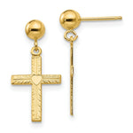 Load image into Gallery viewer, 14K Yellow Gold Polished & Satin Cross Dangle Earrings