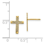 Load image into Gallery viewer, 14K Yellow Gold Brushed Finish Cross Earrings 13mm length