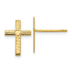 Load image into Gallery viewer, 14K Yellow Gold Polished & Satin Heart Cross Earrings