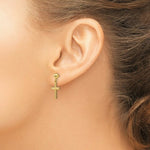 Load image into Gallery viewer, 14K Yellow Gold Polished & Textured Cross Earrings