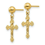 Load image into Gallery viewer, 14K Yellow Gold Polished Crucifix Post Earrings