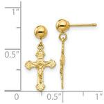 Load image into Gallery viewer, 14K Yellow Gold Polished Crucifix Post Earrings