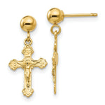 Load image into Gallery viewer, 14K Yellow Gold Polished Crucifix Post Earrings