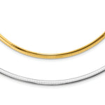 Load image into Gallery viewer, 14K Yellow Gold 4mm Reversible White & Yellow Domed Omega Necklace Length 16'' inches